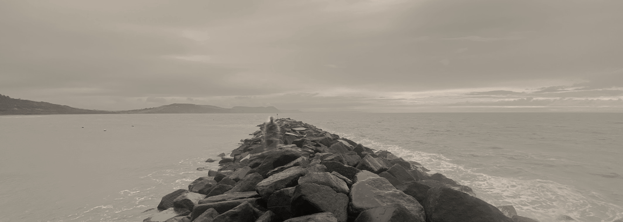 victorian ghost on the Cobb rocks